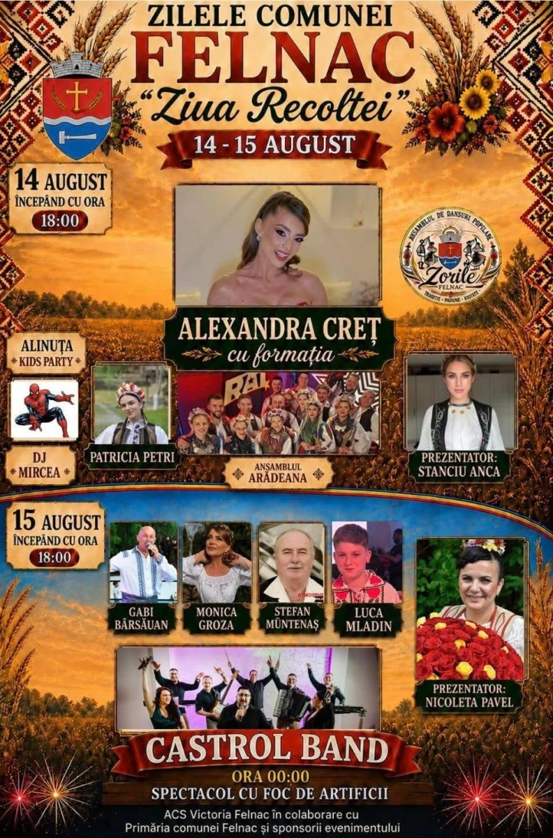 Tradiția continuă la Felnac! „Ziua Recoltei” va avea loc în 14—15 august, fără niciun leu cheltuit din bugetul local
