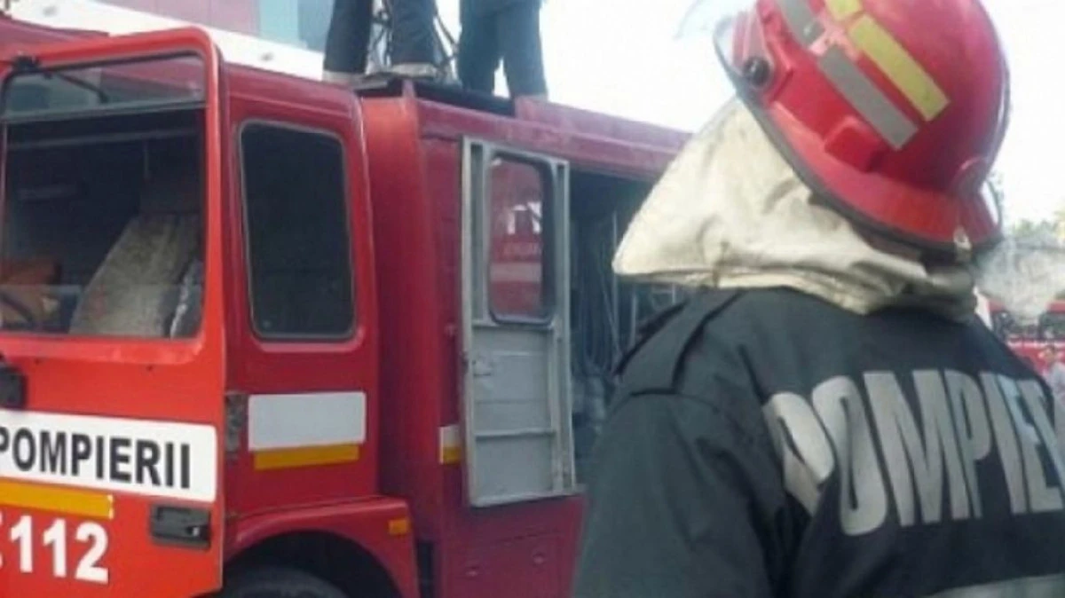 UN CAMION DIN ARAD A LUAT FOC PE AUTOSTRADA A1, LANGA SIBIU