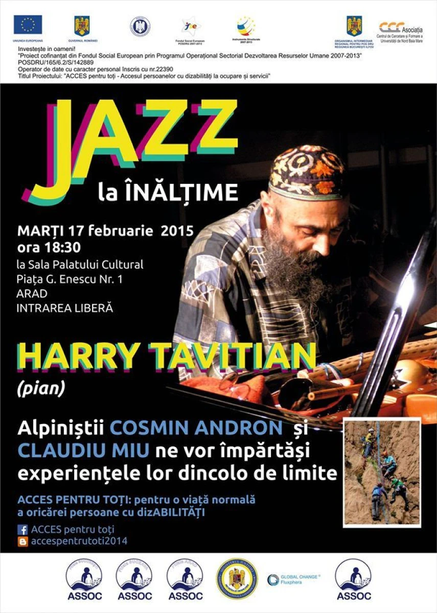 UN CONCERT DE "JAZZ LA INALTIME" VA AVEA LOC LA PALATUL CULTURAL DIN ARAD, PE 17 FEBRUARIE
