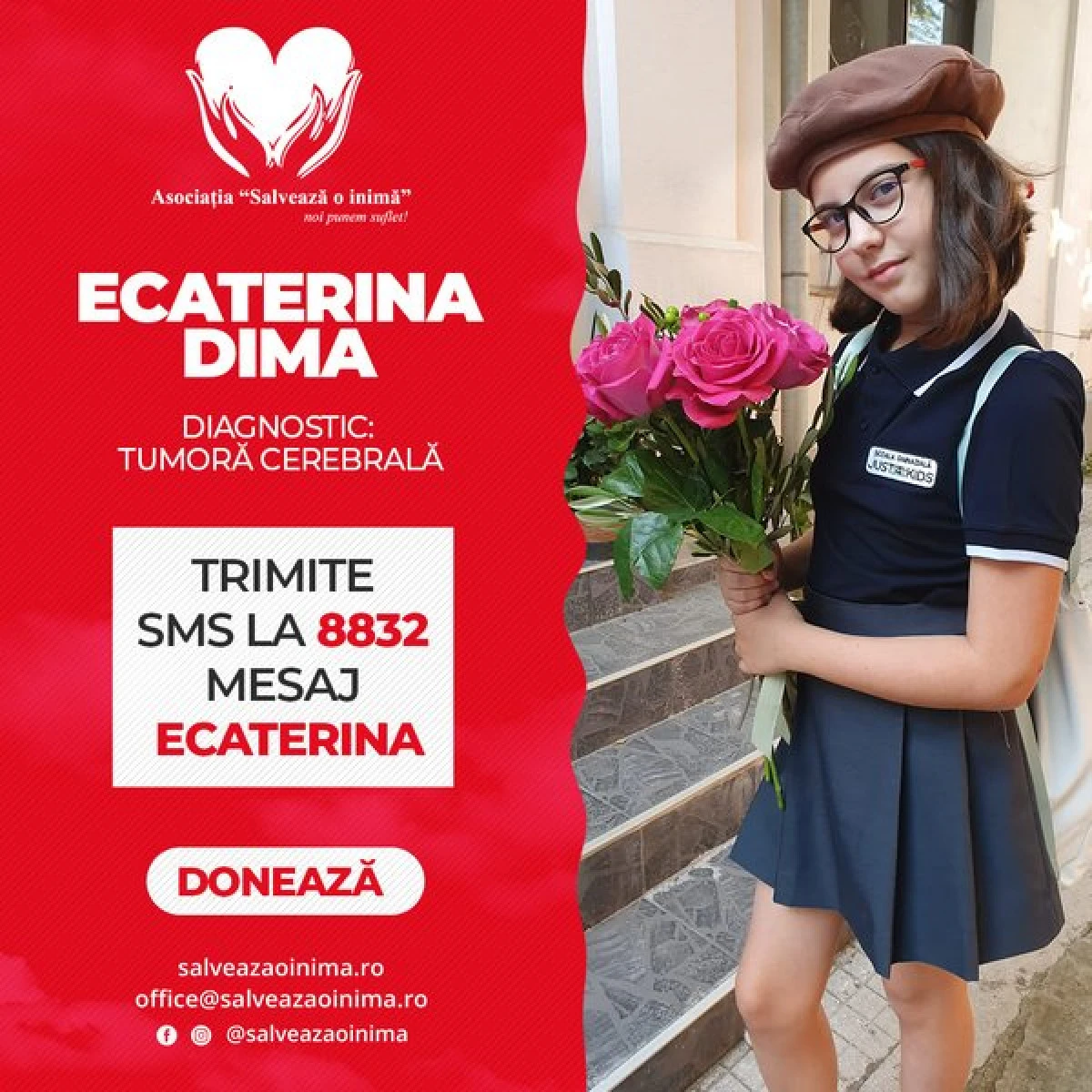 Un simplu SMS de 2 Euro, la 8832, cu textul Ecaterina , ii poate oferi Ecaterinei o nouă șansă la o viață normală!
