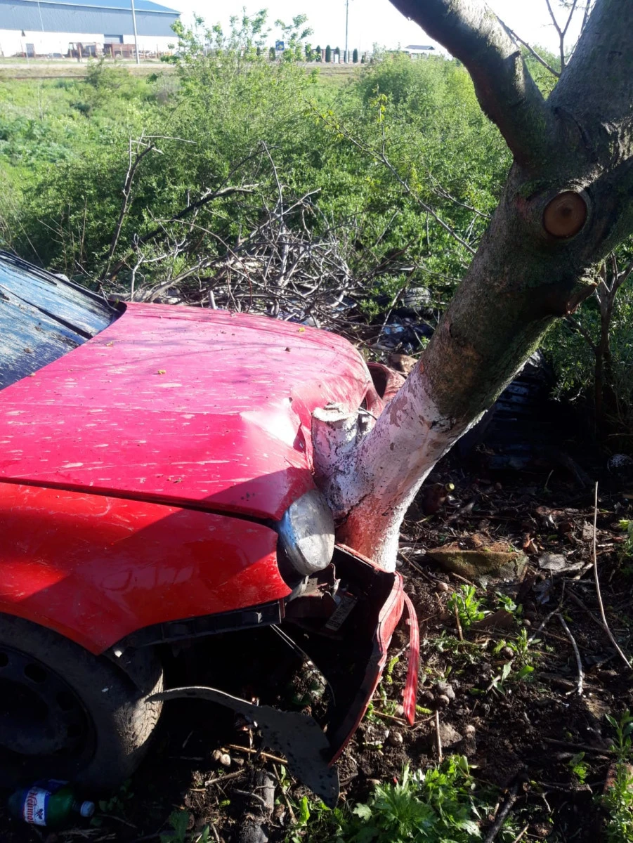 Un șofer de 22 de ani s-a izbit violent de un copac