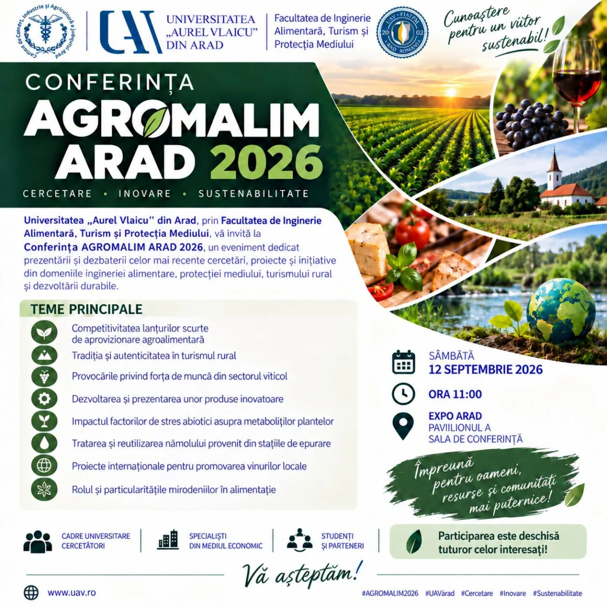 Universitatea „Aurel Vlaicu” din Arad organizează Conferința AGROMALIM 2026