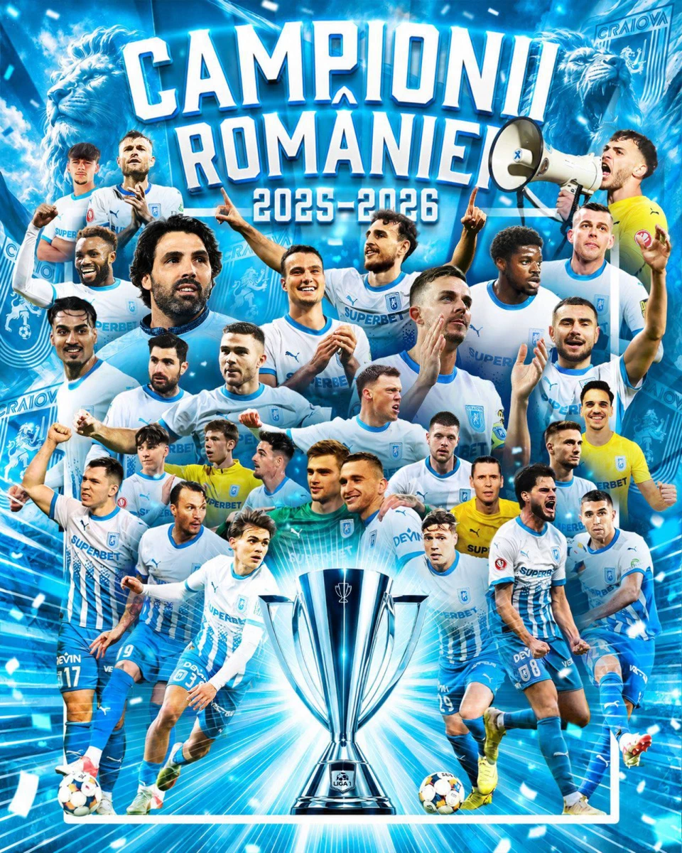 Universitatea Craiova a câștigat titlul după 35 de ani! Oltenii au făcut eventul după un 5-0 spectaculos cu U Cluj