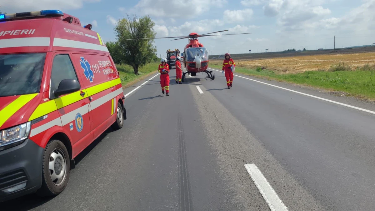 (UPDATE) Accident grav la Pecica. A fost solicitat elicopterul SMURD