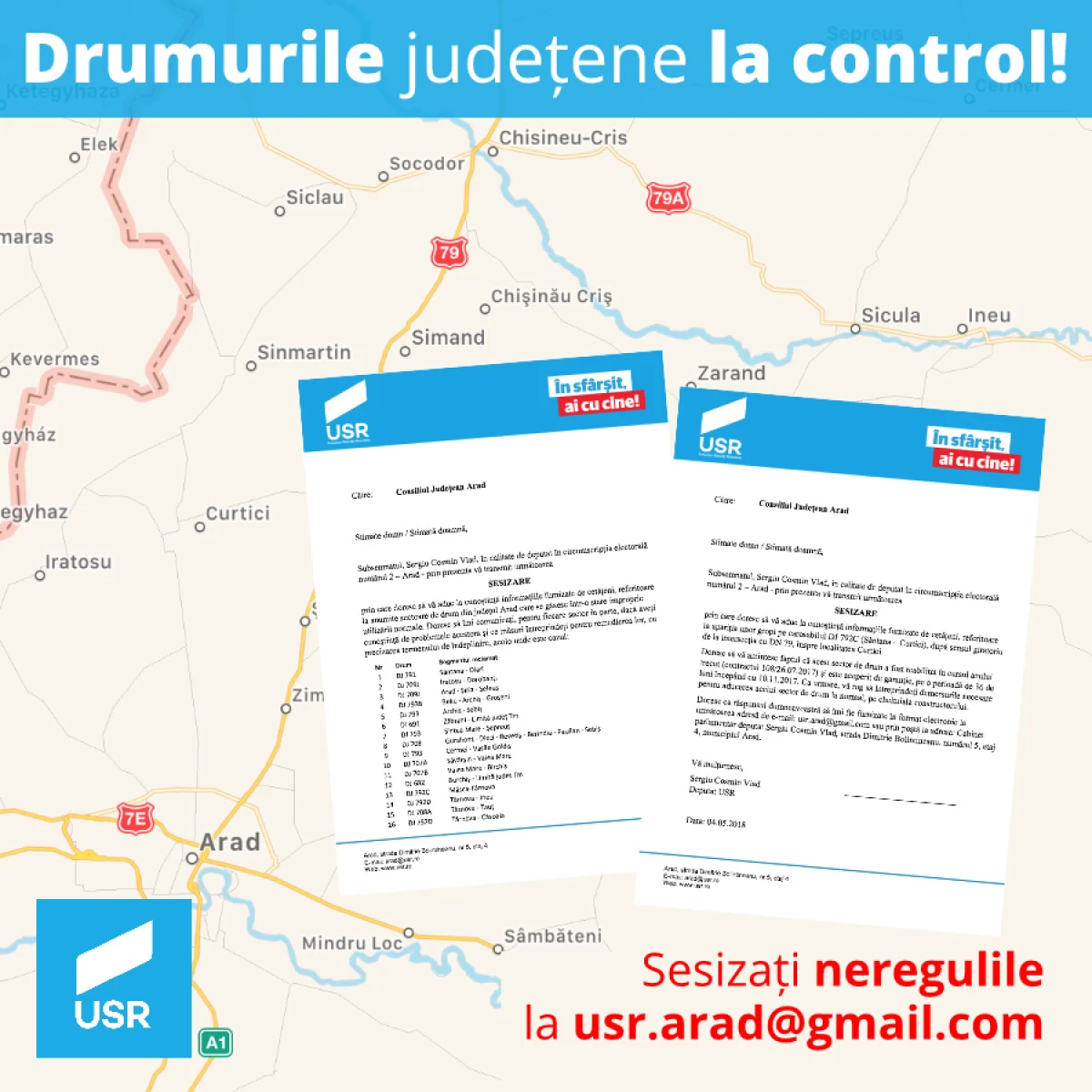 USR Arad duce mai departe proiectul ”Drumurile la control”