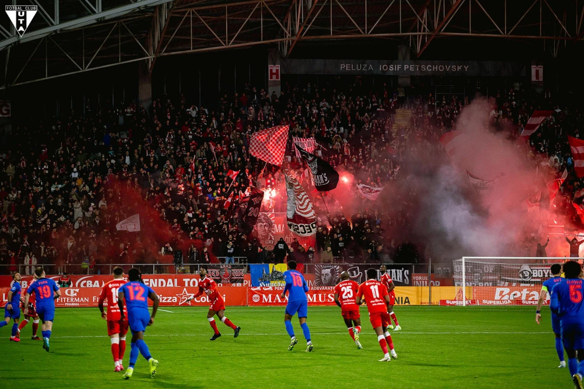 UTA a fost amendată cu o sumă modică pentru torțele și fumigenele de la meciul cu FCSB