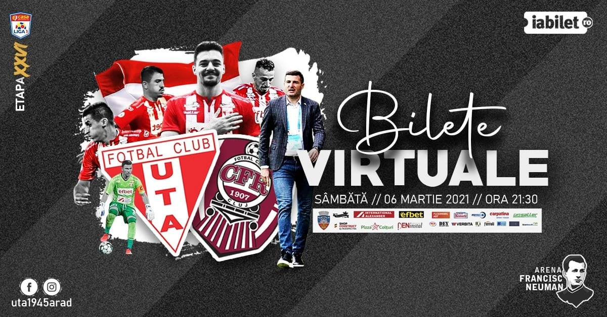 UTA a pus în vânzare bilete virtuale pentru meciul de sâmbătă, cu CFR Cluj