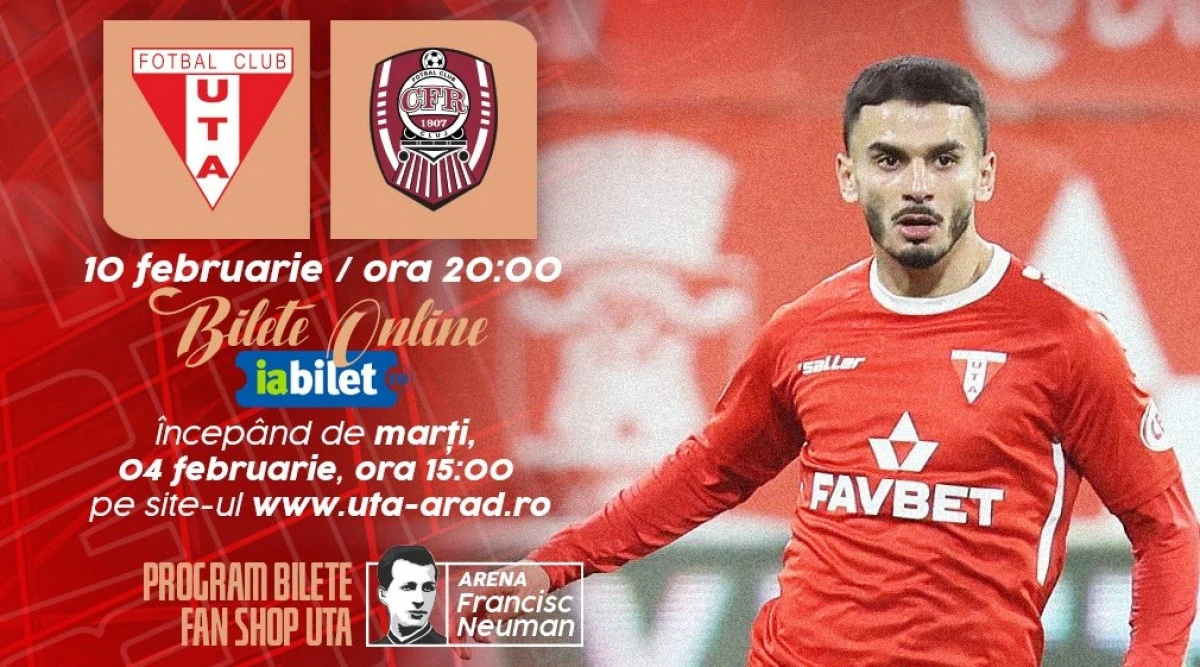 UTA pune la vânzare biletele pentru meciul cu CFR Cluj, de etapa viitoare