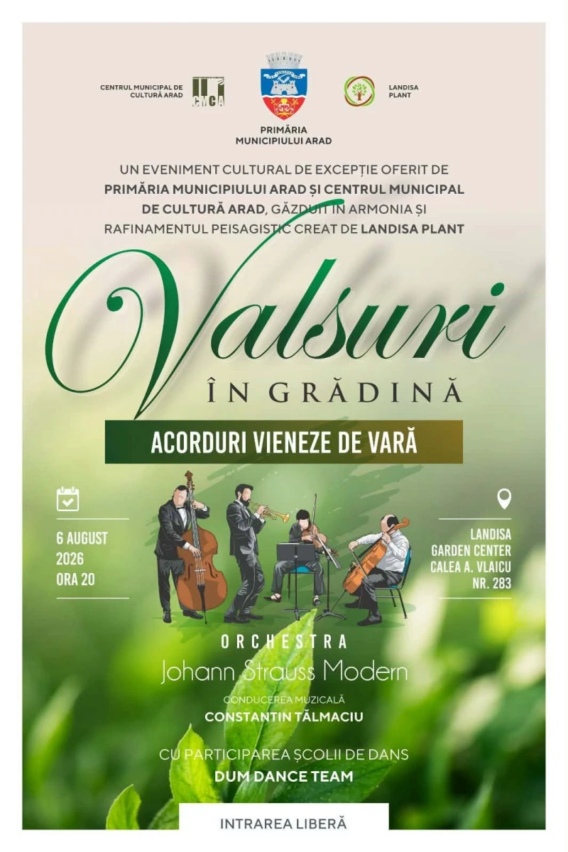 „Valsuri în grădină – Acorduri vieneze de vară“, într-un spațiu neconvențional din municipiul Arad