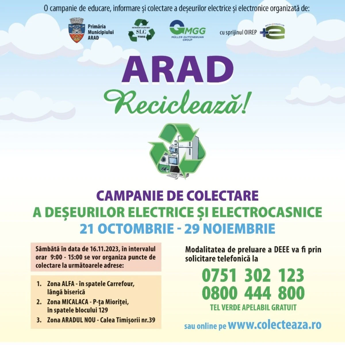 Zilele Reciclării în Arad! Puncte de colectare a deșeurilor de echipamente electrice și electronice