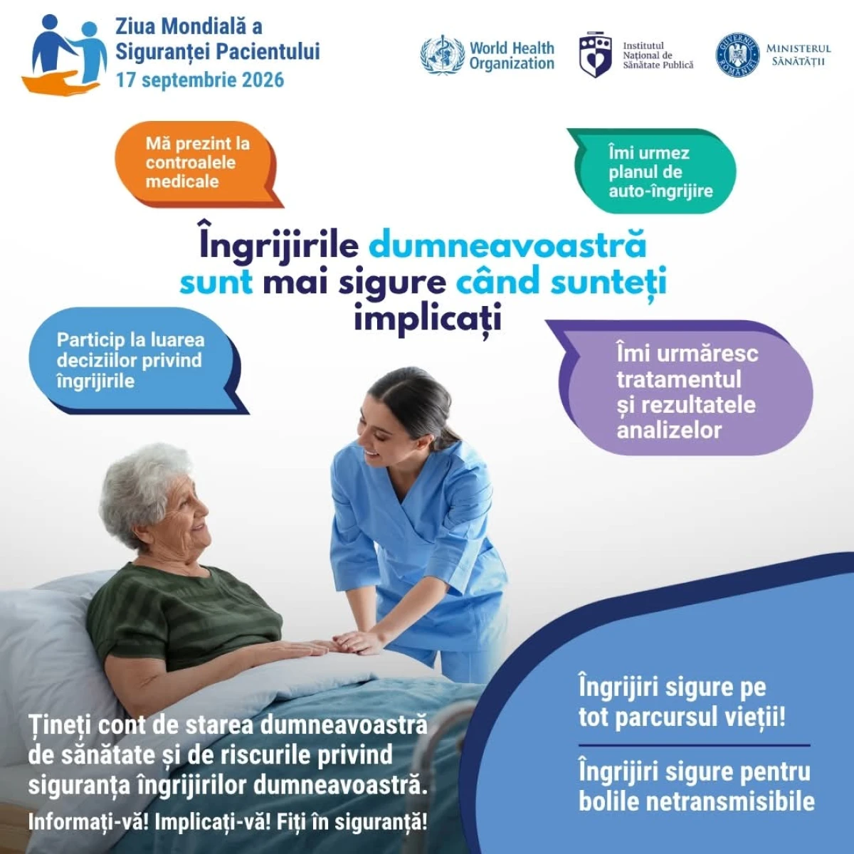 Ziua Mondială a Siguranței Pacientului, marcată pe 17 septembrie. „Îngrijiri sigure pe tot parcursul vieții!”