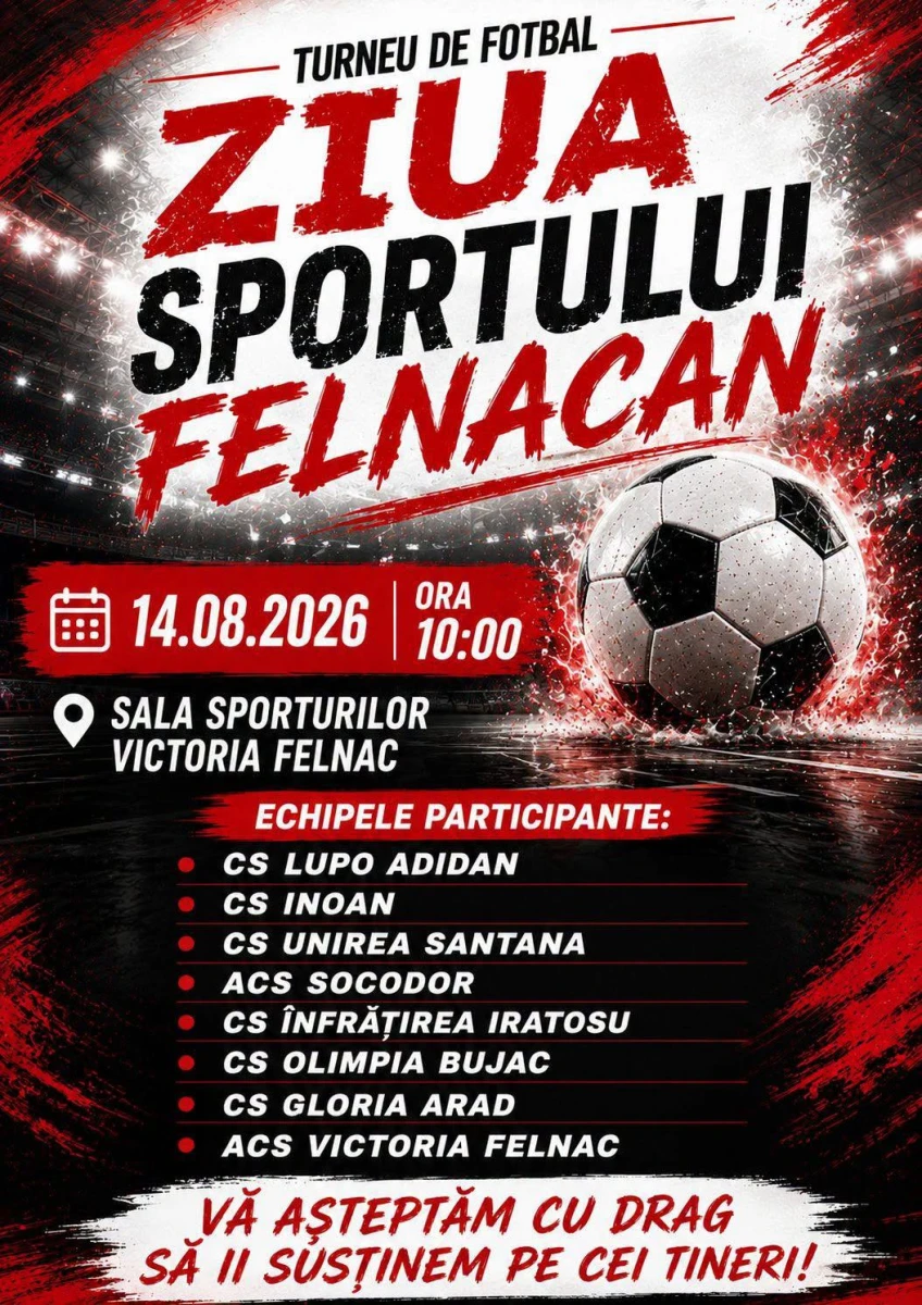 „Ziua Sportului Felnăcan”: Opt echipe se vor lupta pentru trofeu în noua sală de sport
