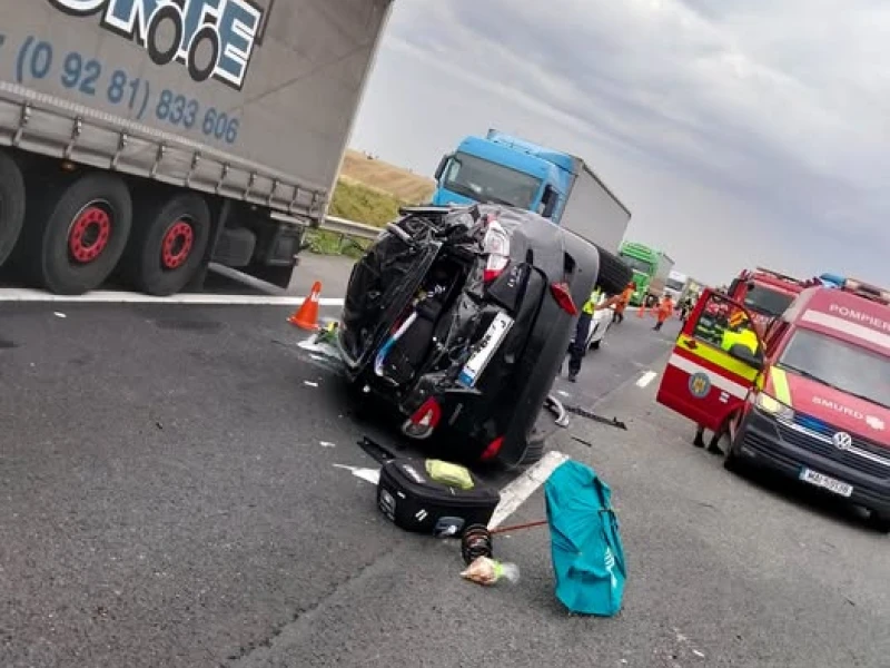 Accident pe autostrada A1, între Timișoara și Arad. Două persoane au ajuns la spital