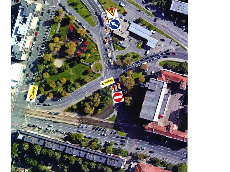 Circulație închisă în Piața Caius Iacob din Arad. Se asfaltează tronsonul dintre Bulevardul Revoluției și podul Grădiște