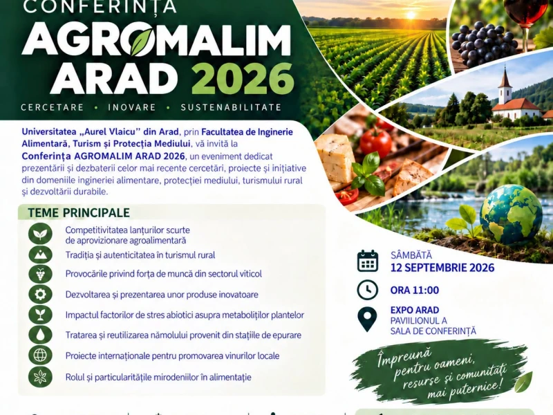 Universitatea „Aurel Vlaicu” din Arad organizează Conferința AGROMALIM 2026
