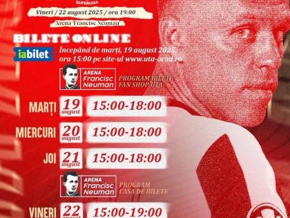 A început vânzarea biletelor la meciul revelațiilor din SuperLiga, UTA - Unirea Slobozia!