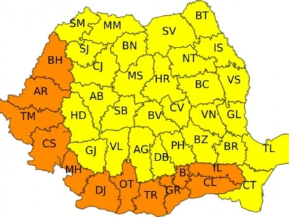 ANM a emis cod portocaliu de caniculă pentru județul Arad