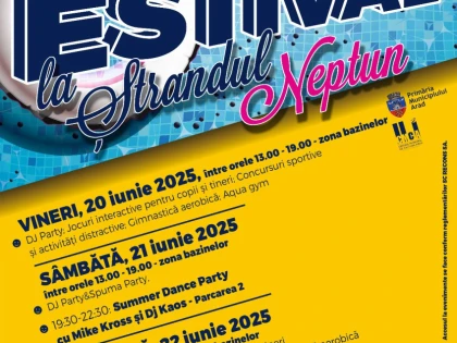 „Arad Estival“. Spuma&DJ Party, distracție la bazine și Open Air Cinema, la Ștrandul Neptun
