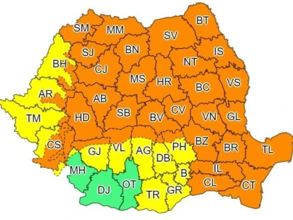 Aradul, parțial sub Cod portocaliu de ploi torenţiale şi vijelii până sâmbătă dimineaţa