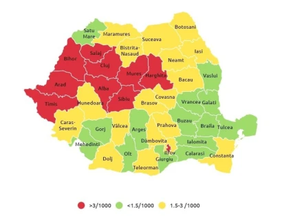 Aradul, printre județele cu cele mai multe cazuri de COVID-19 la mia de locuitori