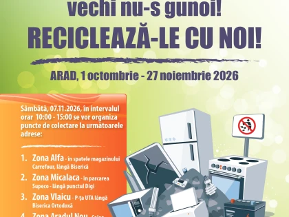 Aradul reciclează: Start campaniei de colectare a deșeurilor electrice și electronice (DEEE)