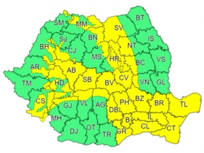 Avertizare meteo ANM de vijelii, ninsori și viscol! Este vizată de Codul galben și o parte din județul Arad