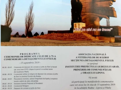 Cea de-a 75-a comemorare a eroilor de la Păuliș. Programul complet