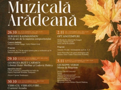 Cinci seri de sărbătoare și o ediție cu numărul zece a Festivalului Toamna Muzicală Arădeană, la Filarmonică