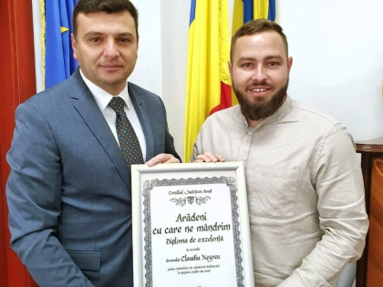 Claudiu Negrea a primit diploma „Arădeni cu care ne mândrim”