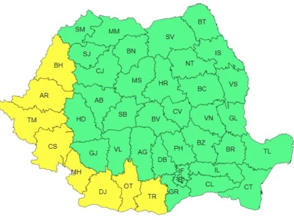 Cod galben de caniculă, joi și vineri, în județul Arad