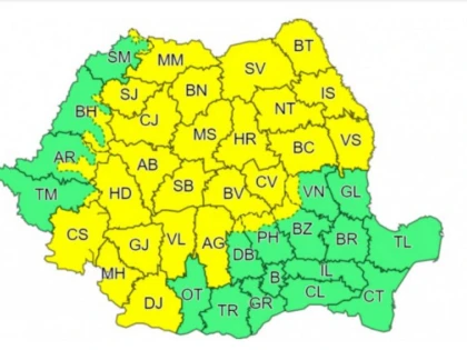 Cod galben de furtuni pentru județul Arad, până la ora 18.00