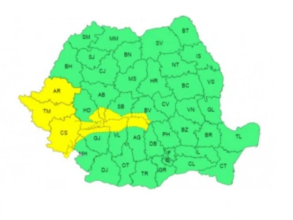 Cod galben de furtuni și vijelii în județul Arad