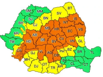 Cod galben de instabilitate atmosferică pentru județul Arad