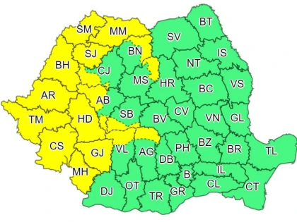 Cod galben de ploi însemnate cantitativ în județul Arad, până sâmbătă