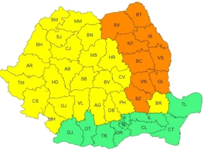 Cod galben de ploi pentru județul Arad