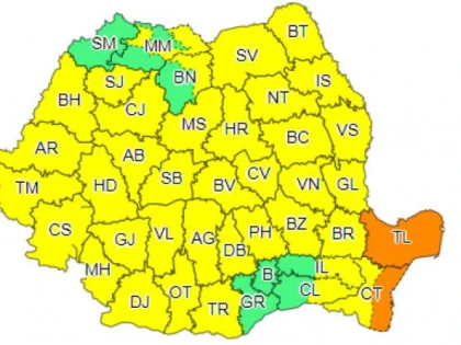 Cod galben de ploi pentru județul Arad