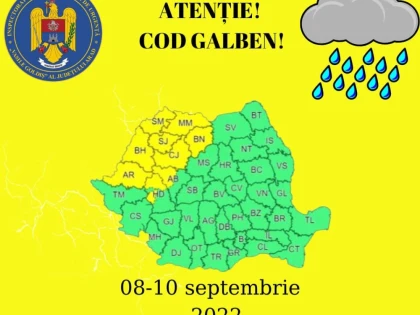 Cod galben de ploi și grindină în Arad