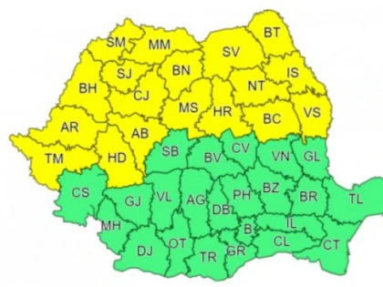 Cod galben de ploi și vijelii, emis de meteorologi pentru județul Arad
