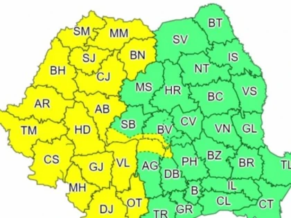 Cod galben de ploi și vijelii pentru județul Arad