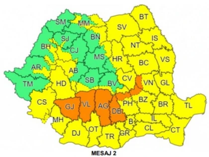 Cod galben de ploi și vijelii pentru județul Arad