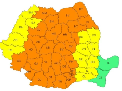 Cod galben de ploi torenţiale şi vijelii în județul Arad