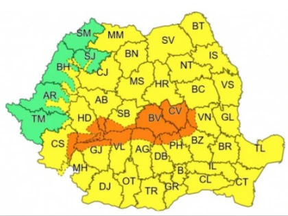 Cod galben de precipitații pentru județul Arad