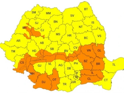 Cod galben de vânt pentru județul Arad