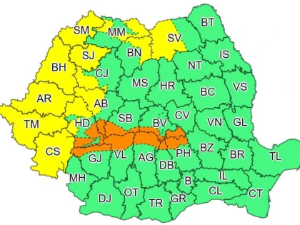 Cod galben  de vânt puternic, în județul Arad, până marți dimineață