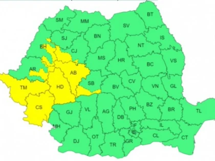 Cod galben de vreme rea pentru județul Arad