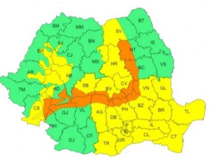 Cod galben de vremea rea pentru județul Arad: Ninsori abundente, ploi și vânt