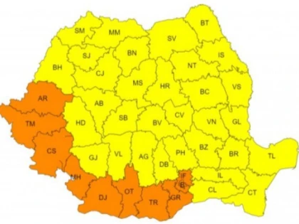 Cod portocaliu de caniculă pentru județul Arad