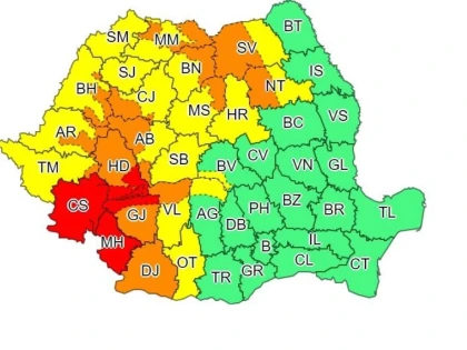 Cod portocaliu de ploi torențiale pentru o parte din județul Arad
