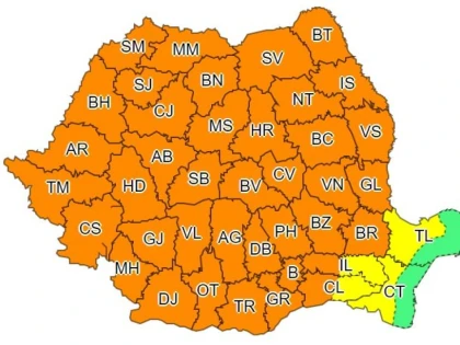 Cod portocaliu de vreme rea, pentru județul Arad