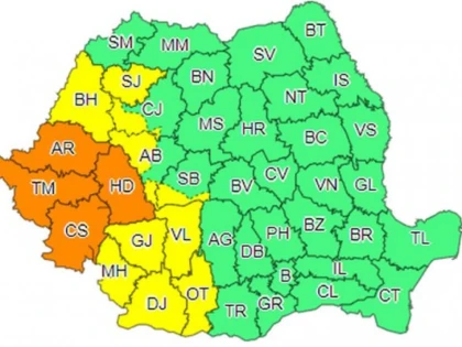 Cod portocaliu de vreme severă în județul Arad